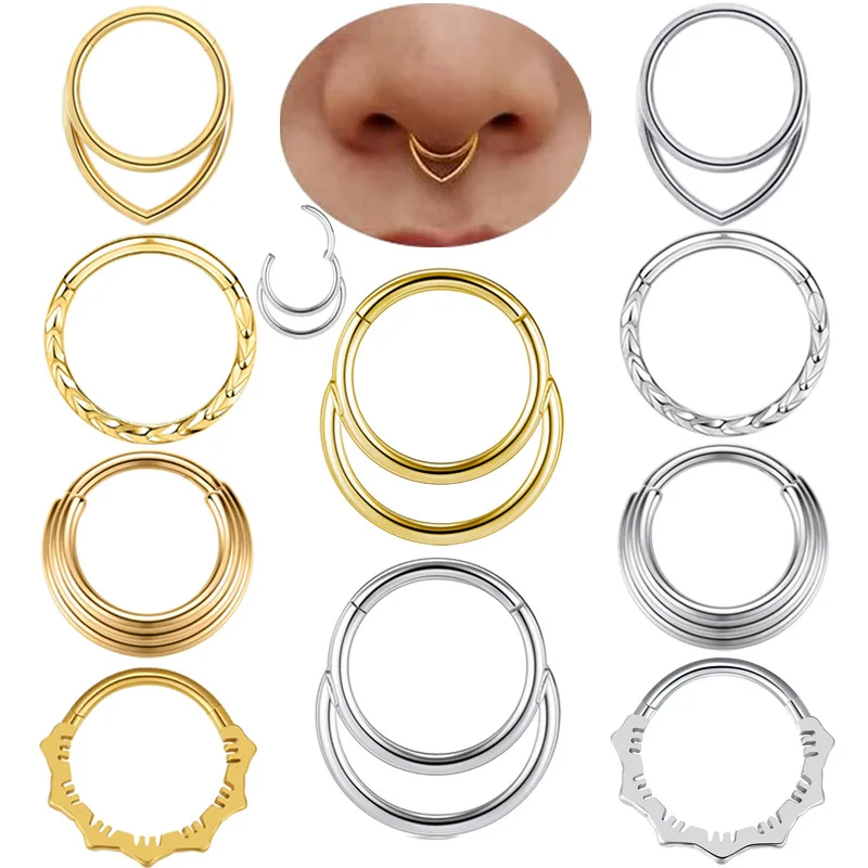 Pendientes de aro para la nariz, Piercing de anillo de nariz de Metal, aro en forma de C de acero inoxidable de 16g para mujer, pendientes de cartílago, joyería para Piercing
