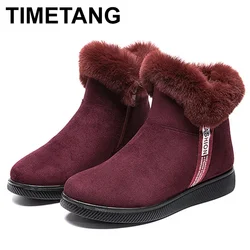 Winter Boots Women Shoes Solid Flat Plush Warm Snow Bottes Women Sneakers Zipper Winter Ankle Boots Casual Shoes Woman