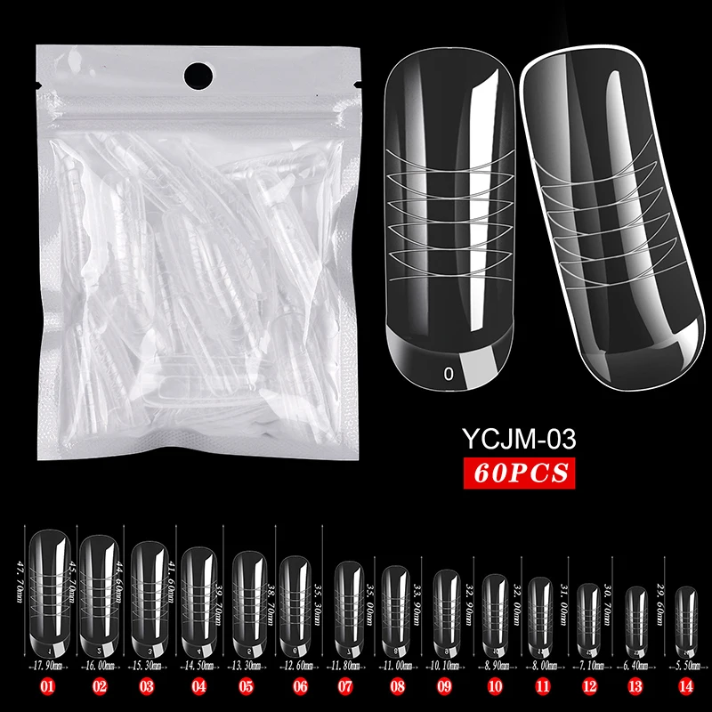 60pcs Forms For Nail Extension Dual Nail Extending Mold Quick Building Full Cover Nail Tips Sculpted Dual Forms Fake Nail Mold