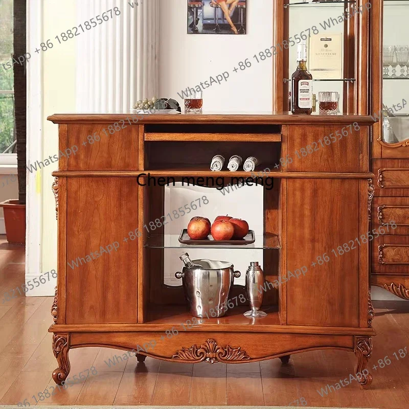 

RR American bar table European solid wood living room household semi-circular water bar foyer cabinet entrance