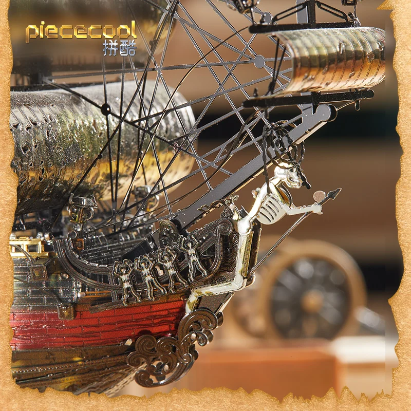 Piececool 3D Metal Puzzle The Queen Anne\'s Revenge Jigsaw Pirate Ship DIY Model Building Kits Toys for Teens Brain Teaser