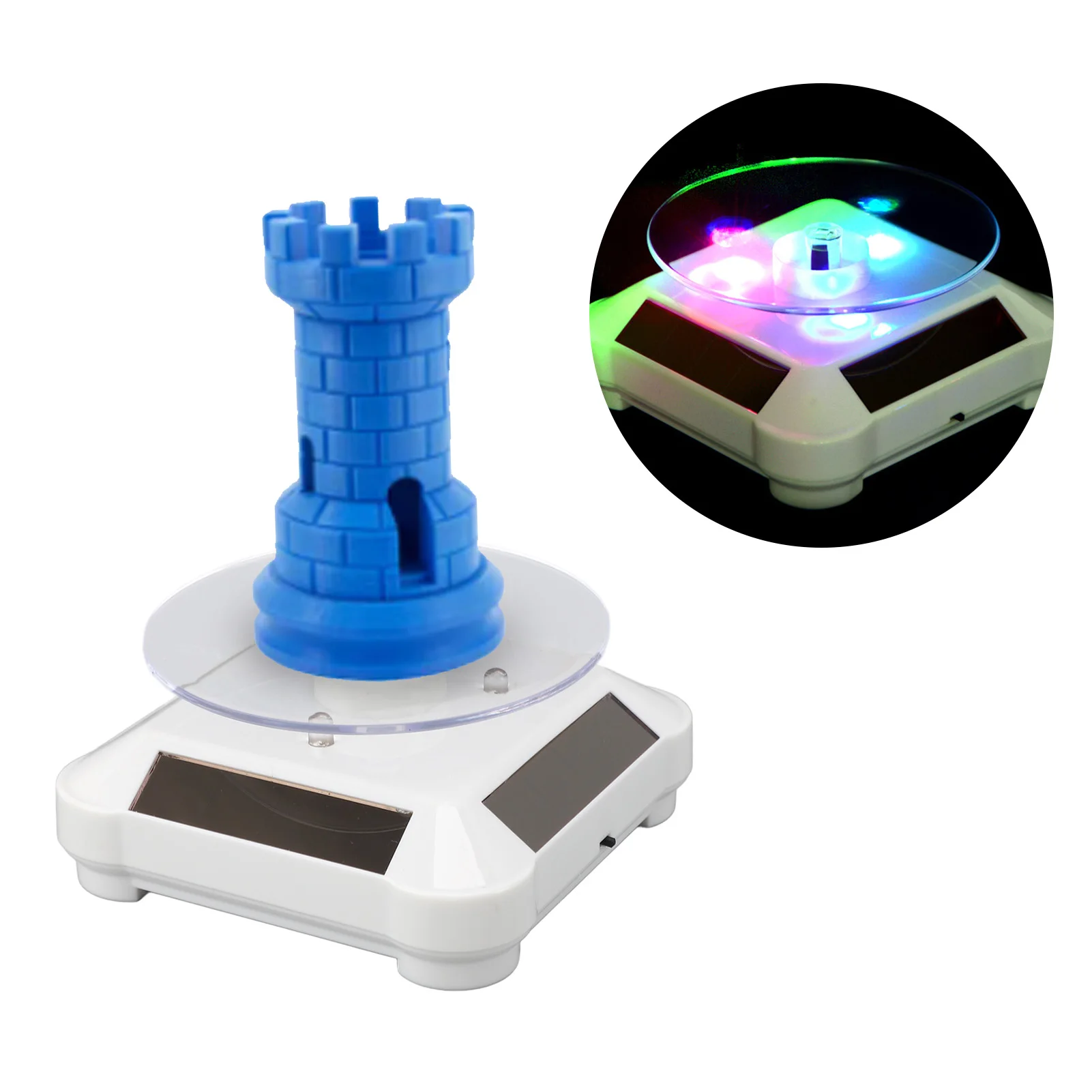 【New】Display Turntable 360 Degree Rotating Solar Display Stand Turntable Toggle Button RGB Light for Small 3D Printer Model