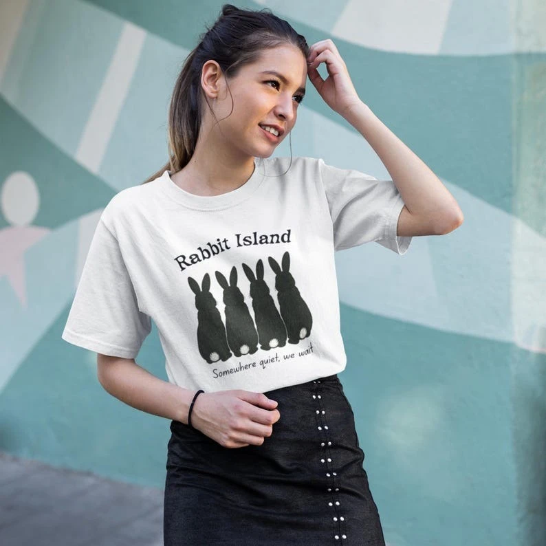 Camiseta Okunoshima Rabbit Island, camiseta con estampado artístico nostálgico japonés para hombres y mujeres, estilo callejero Y2K, camiseta divertida Retro de los años 90, camiseta de verano