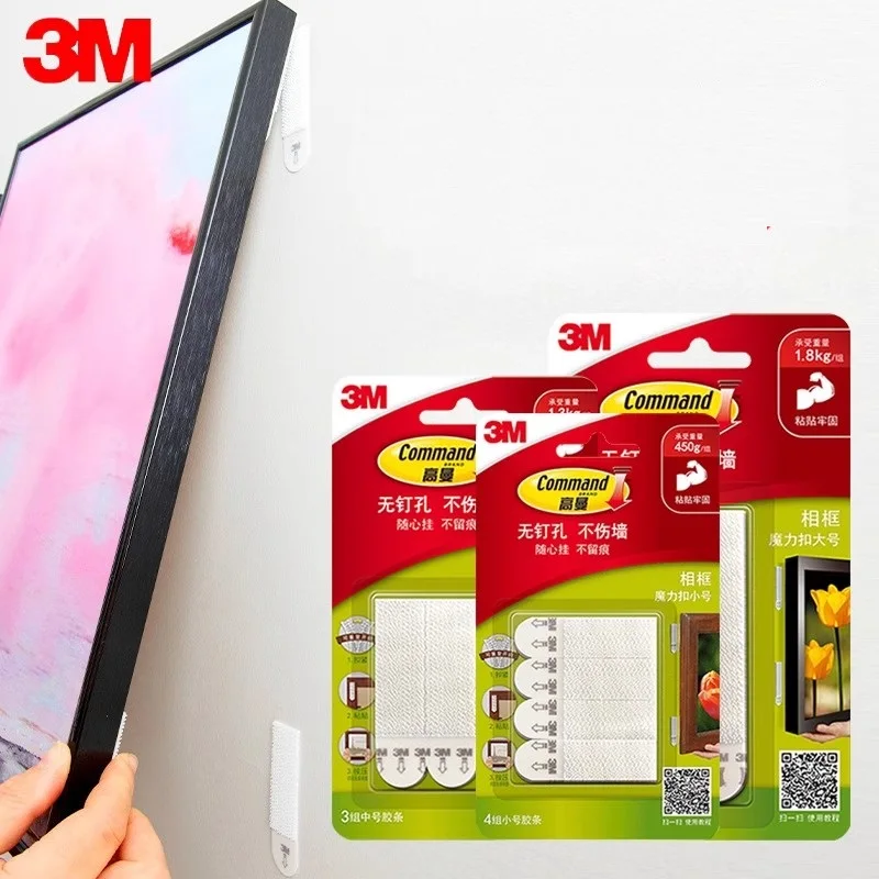 Tiras de comando de 3M, colgadores de cuadros para colgar sin daños, tiras para colgar cuadros de interior de comando, ideales para decoración del hogar