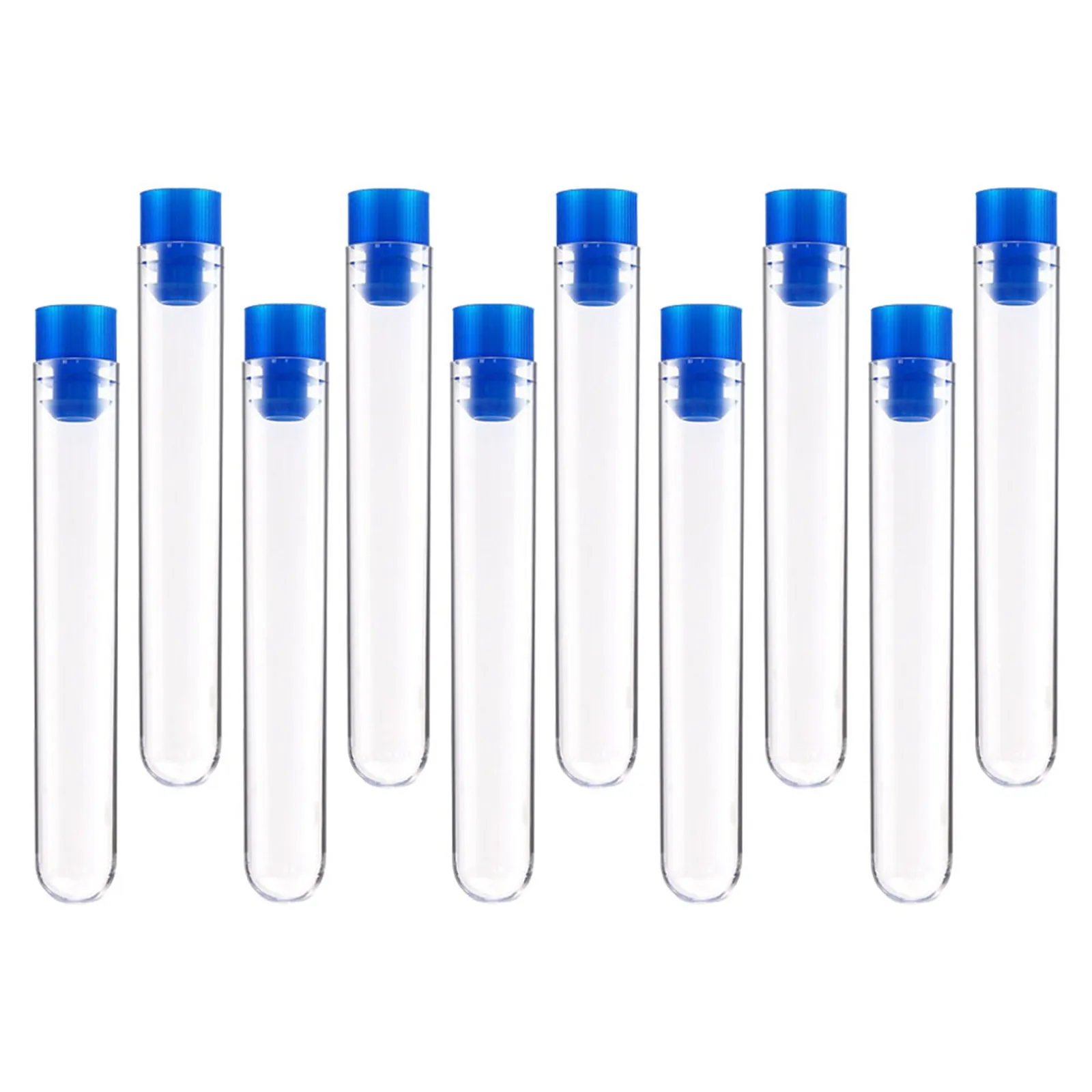 

50Pcs Test Tubes Plastic Disposable Tubes with Stoppers for Laboratory Science Experiment Equipment Sample Storage