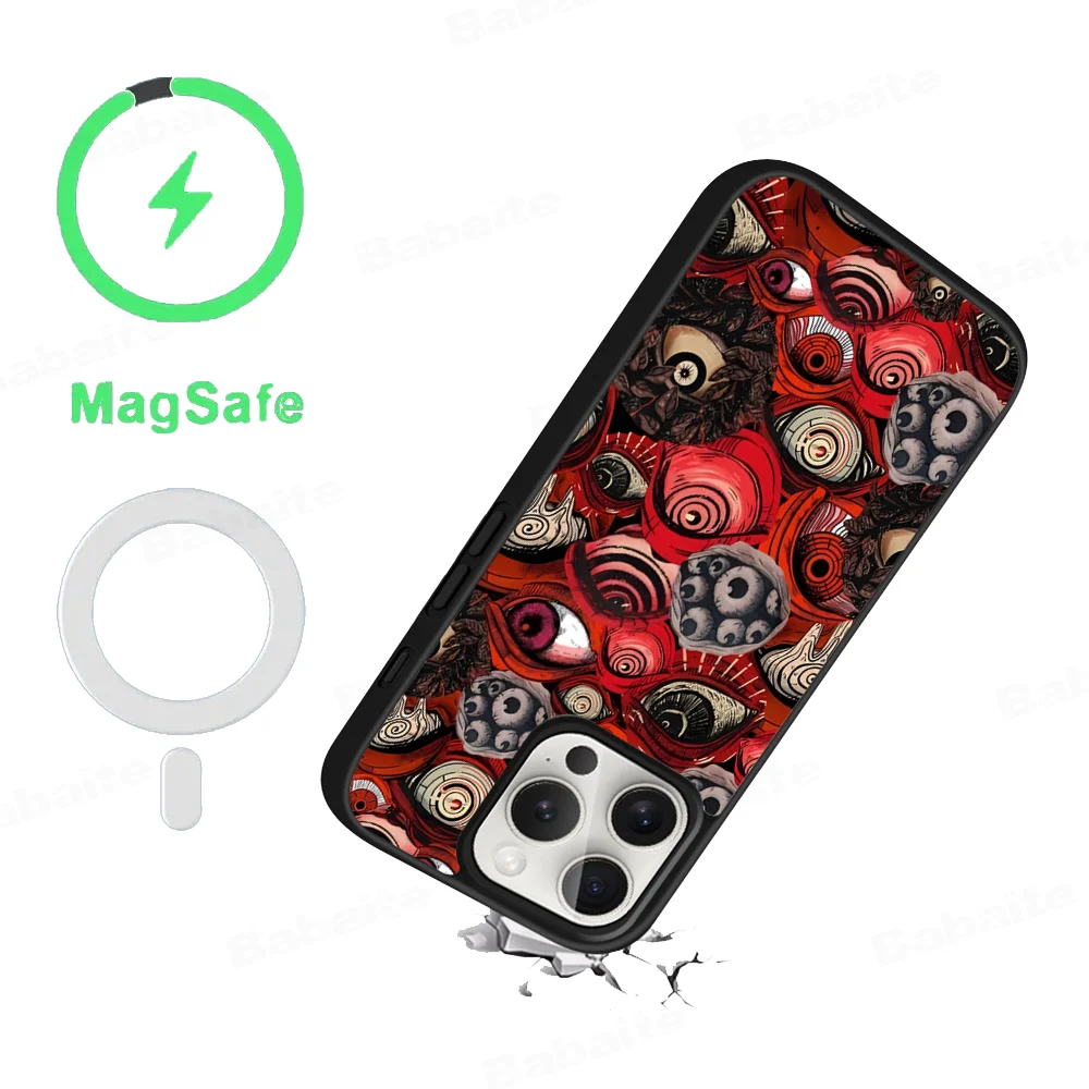 Scary Face Eyes Smiley Phone Case Magnetic Case For IPhone 16 14 13 12 11 15 Pro Max Plus For Magsafe Wireless Charge Cover