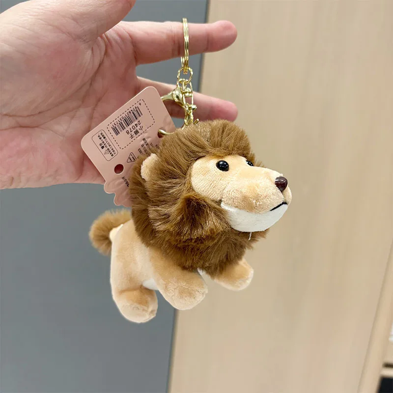 أفخم الأسد لعبة أفخم المفاتيح قلادة محشوة دمية على شكل حيوان الكرتون الحيوان سحر مضحك لينة الأسد حلقة رئيسية الأطفال حقيبة الملحقات