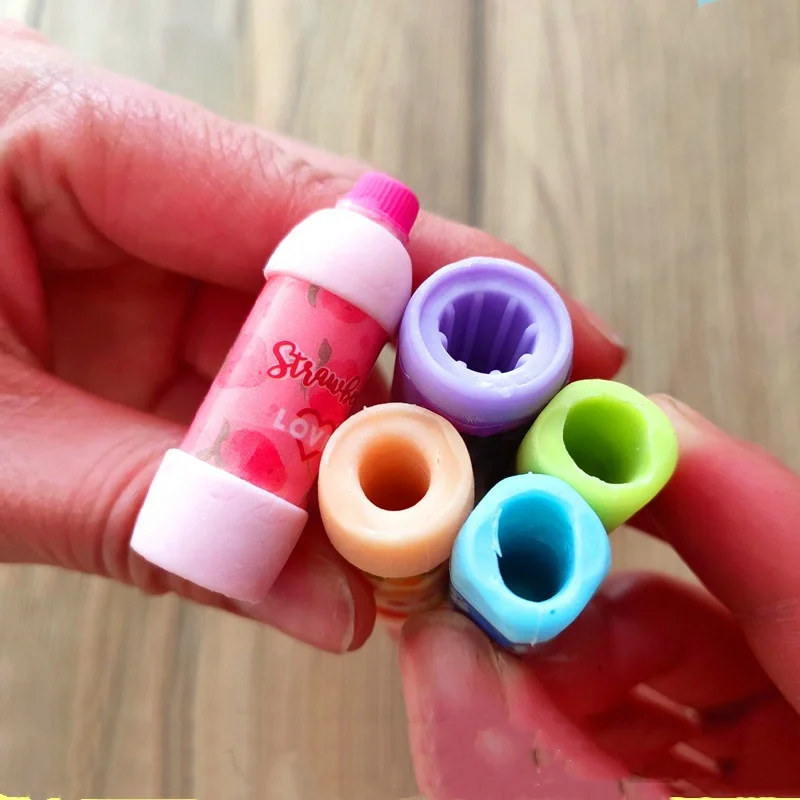 2 In1 Erasers And Pencil Cap For Girls Cute Stationery School Supplies Cute Animal Erasers Food Erasers Mini Set Gifs