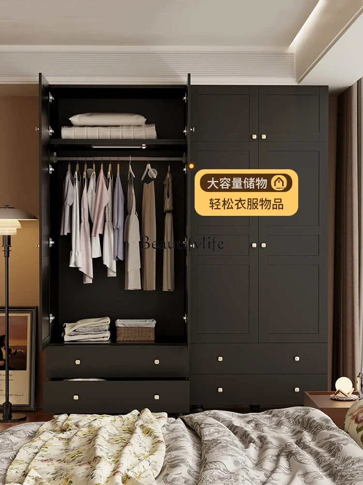 

yj19 American-Style Solid Wood Vintage Wardrobe Bedroom Cloakroom Storage Cabinet