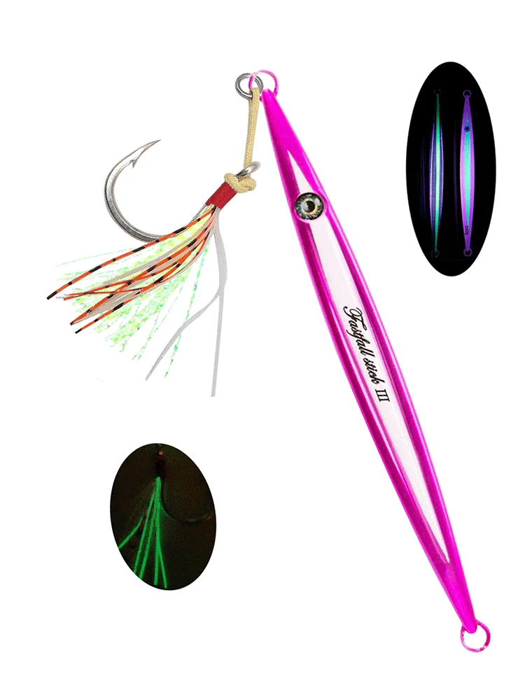 5 Pcs Luminous Jig Lure 150g 200g 250g 300g  Metal Jigs Deep Sea Fishing Lure Saltwater Jigging Lure Hard Bait view 2