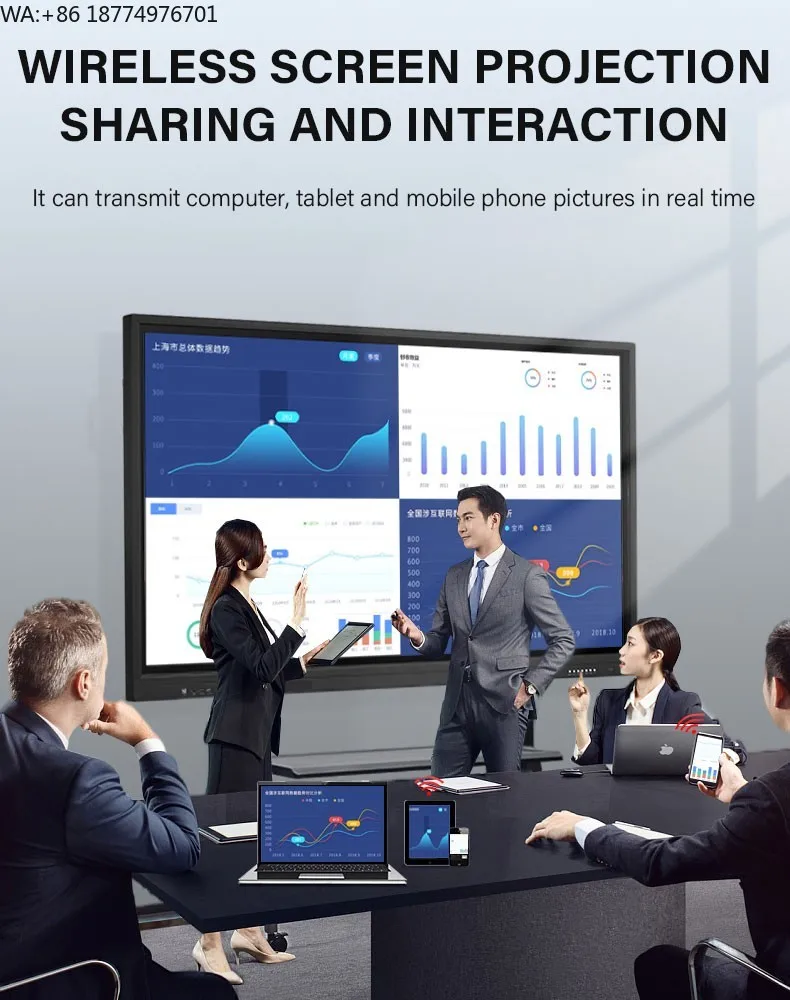

Custom Dual System 75 Inch 40-Point 4K Electronic Whiteboard with Touch Screen for Teaching & Conference All-in-One Machine