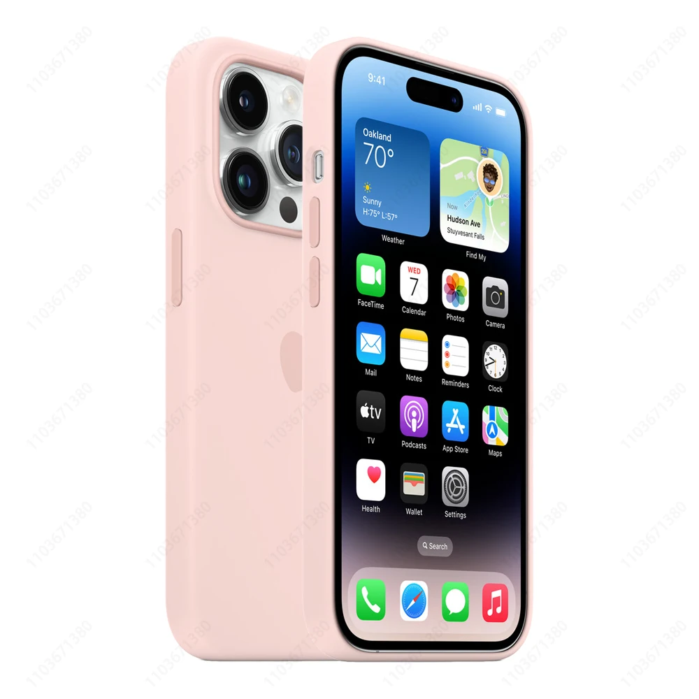 Casing silikon APPLE asli, pelindung ponsel silikon APPLE dengan MagSafe untuk iPhone 14 Pro Max mendukung pengisian daya nirkabel