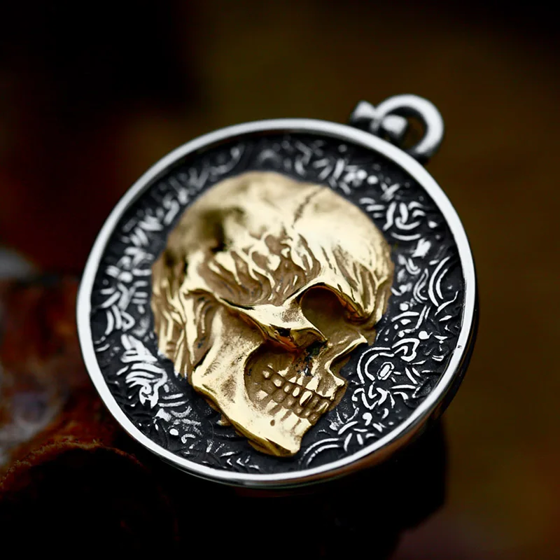 BEIER 2022 Unique Design  Stainless Steel Skull Round  3D Pendant For Men Punk Hip Hop  Halloween Jewelry Wholesale Gift