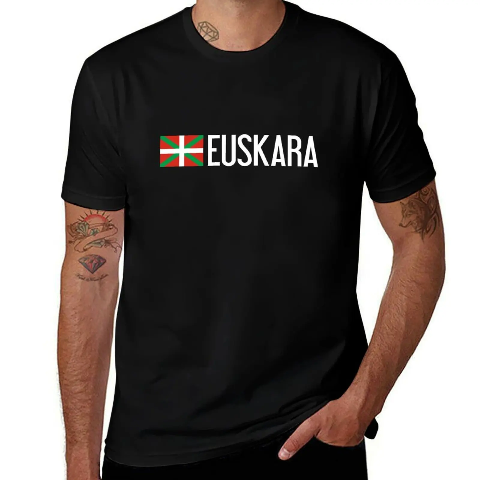 Basque Country: Basque Flag & Euskara T-Shirt Gym Exercise Short Sleeve T-Shirt