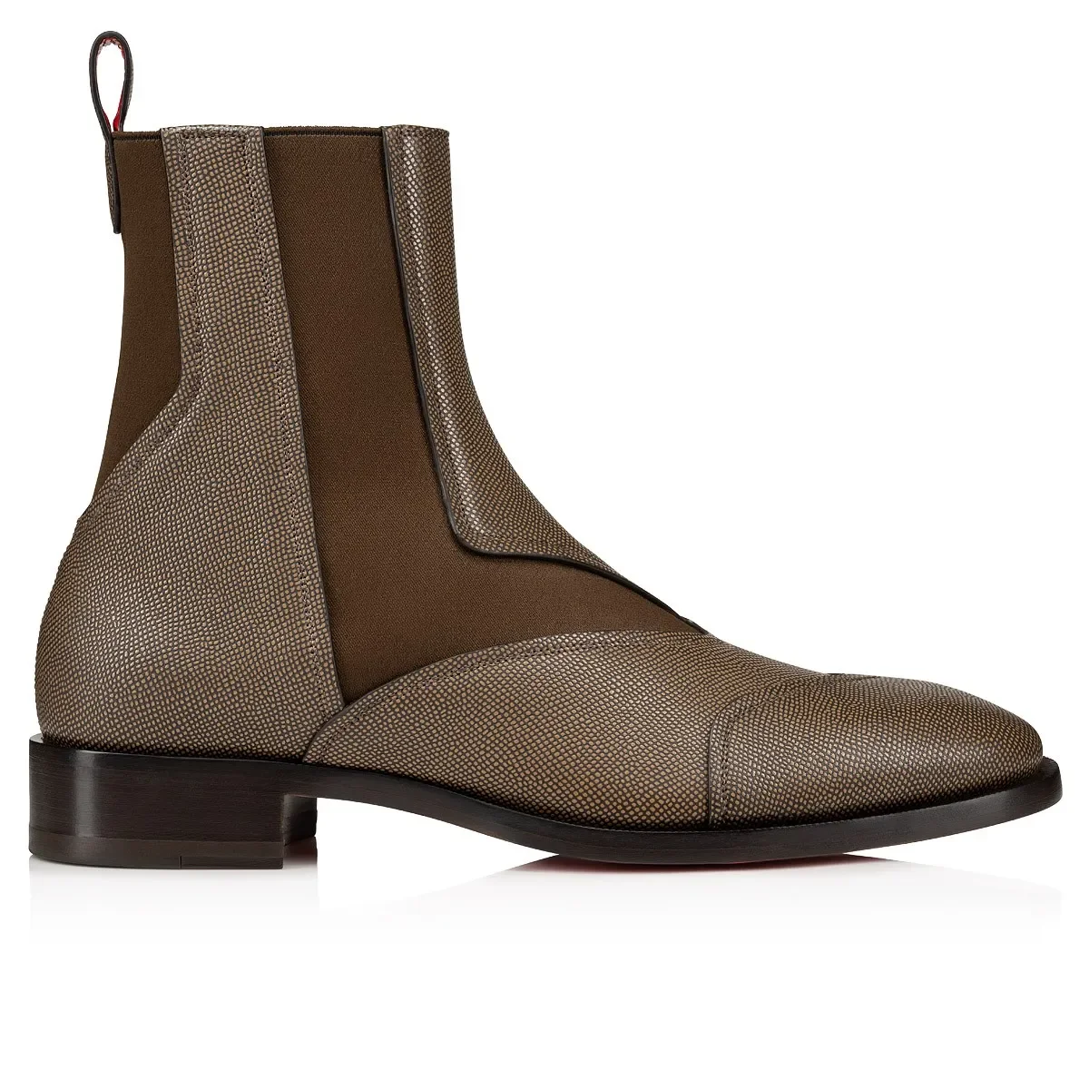 

Red Sole Brown Black Solid Color Leather Short Boots For Men Pattern Shape Slip On Ankle Boats Male Business Daily Shoe Concise