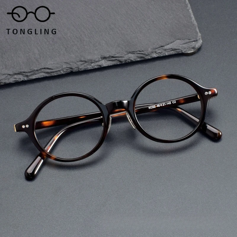 

Модные женские ретро черепаховые ацетатные круглые маленькие легкие роскошные мужские очки в оправе поддерживает индивидуальные линзы по рецепту