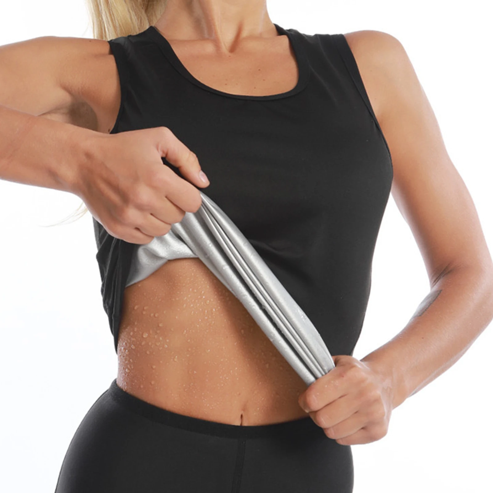 1pc Sauna costume débardeur femmes-chaleur piégeant la sueur Compression gilet, haut Shapewear, exercice de gymnastique polyvalent débardeur Yoga gilet