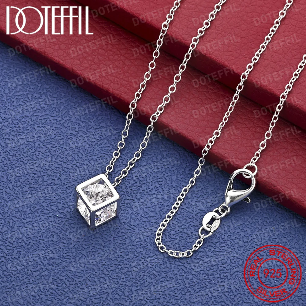 

925 Sterling Silver Exquisite Cubic Zirconia Pendant Necklace Women's Fashion Wedding Engagement Party Jewelry