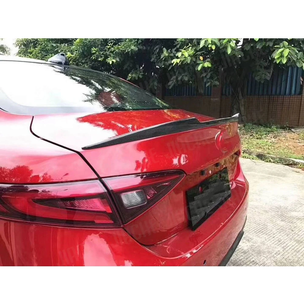 

JIACHE Carbon Fiber Rear Spoiler Rear Boot Duck Wings For Alfa Romeo Giulia Spoiler 2015-2019 Trunk Trim Sticker Car Styling