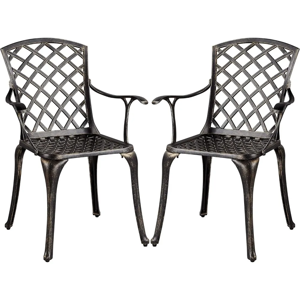 

Patio Dining Chairs with Armrests Weather Resistant Cast Aluminium Bistro Chairs Outdoor Metal Chairs for Garden Lawn Porch Bac