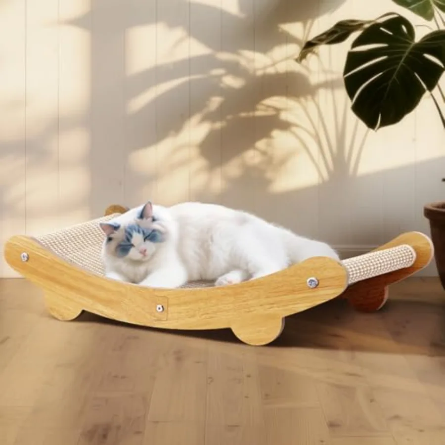 Sisal-Katzenkratzer, Bettform, U für Katzen im Innenbereich, Hängematte zum Kratzen, große Katzen-Lounge mit Holzmöbelschutz, Ausweis