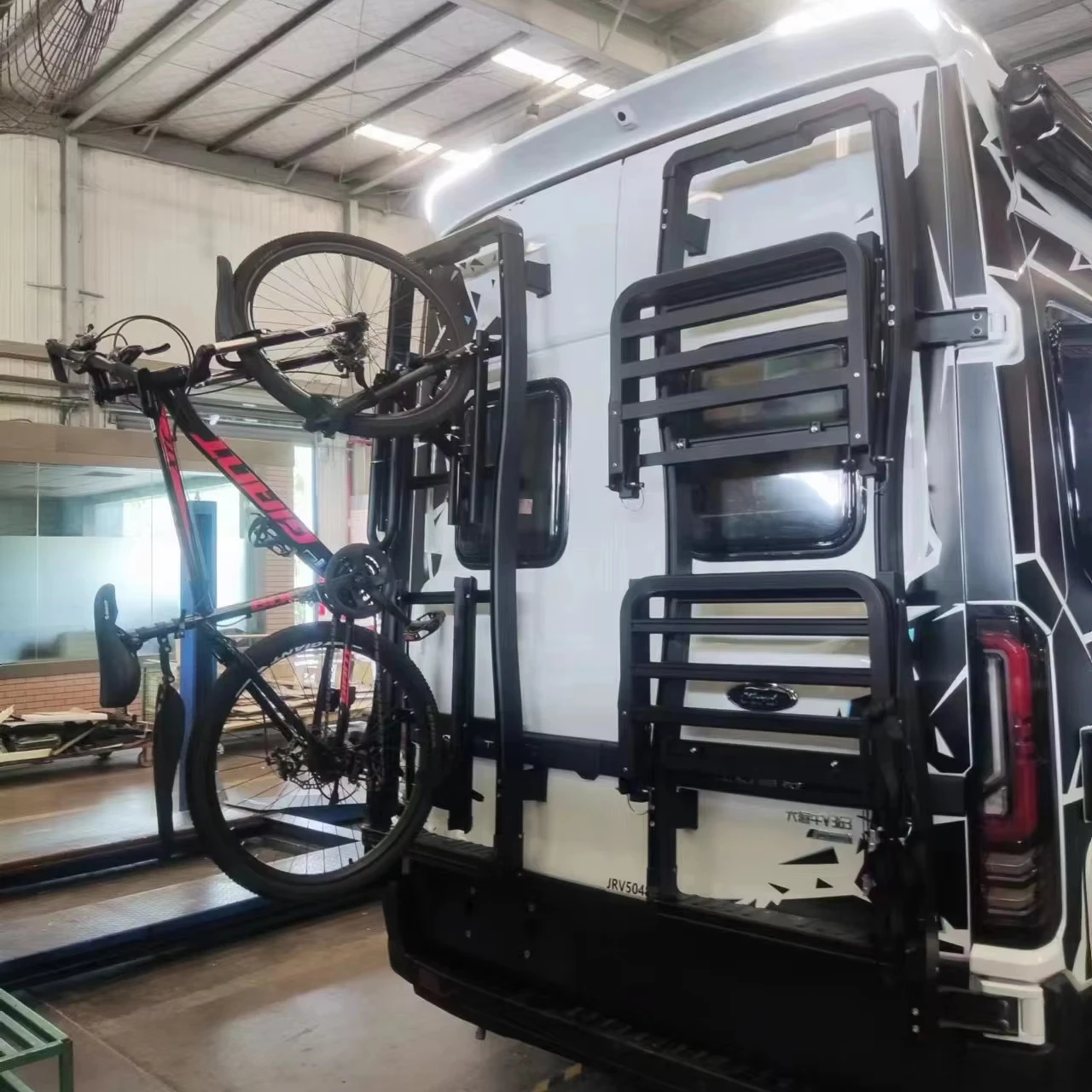 

Aluminium Motorhome/Trailer RV Accessory Back Rack Ladder Tire Rack And Rear Bike Carrier Combination For Rear Box Rack