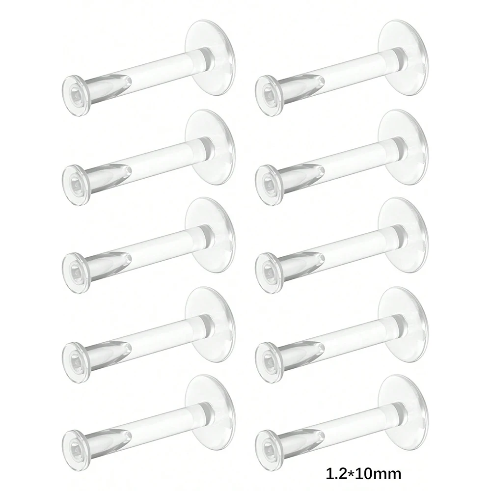 10pcs Clear Bioflex Labret Piercing Retainers