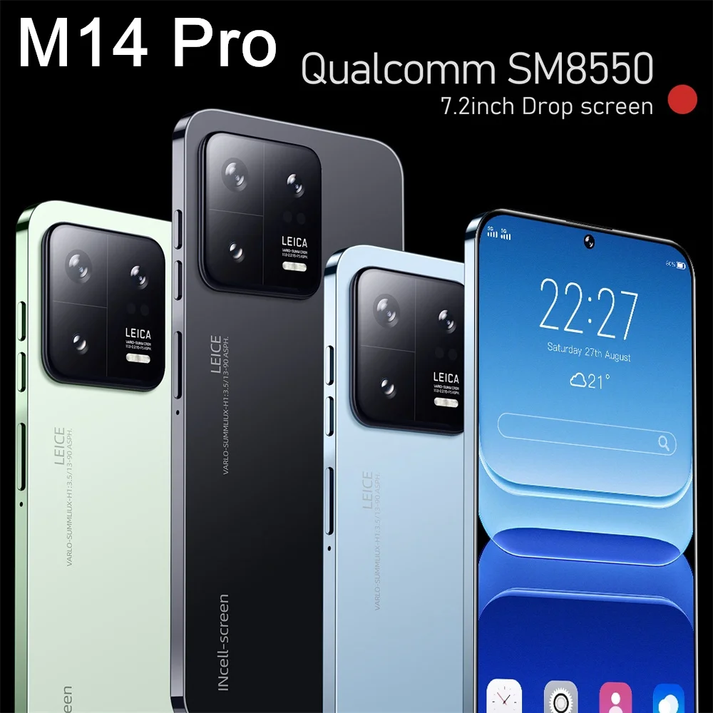 Mobile Phones M14 Pro 7.3 HD Screen SmartPhone Original 5G Dual Sim Celular  Android13 Unlocked Cell Phone Global Version