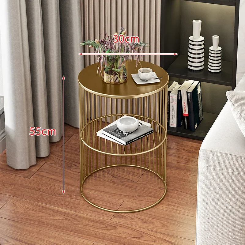 Creative Double Layer Coffee Tables Iron Frame Living Room Furniture Multifunctional Side Table Rugged Durable Bedside Cabinet