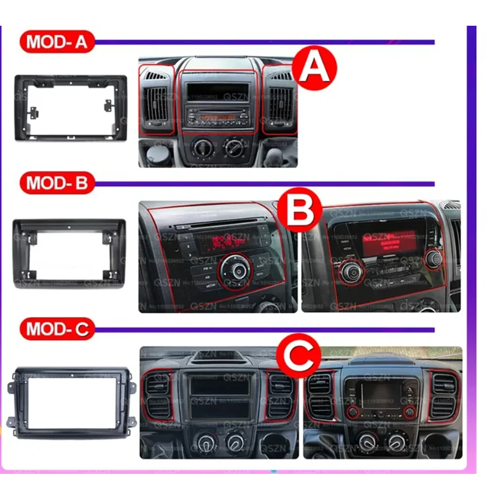 For Fiat Ducato 2006--2023 9inch Low-End/High-End Car Radio Stereo Android GPS Multimedia Radio Fascia Panel Dashboard Frame Kit