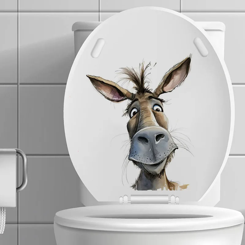 Funny Donkey Stickers, Apply for Toilet Lid, Wall, Door, Cabinet, Window, Car Decoration, Vinyl Animal Decals