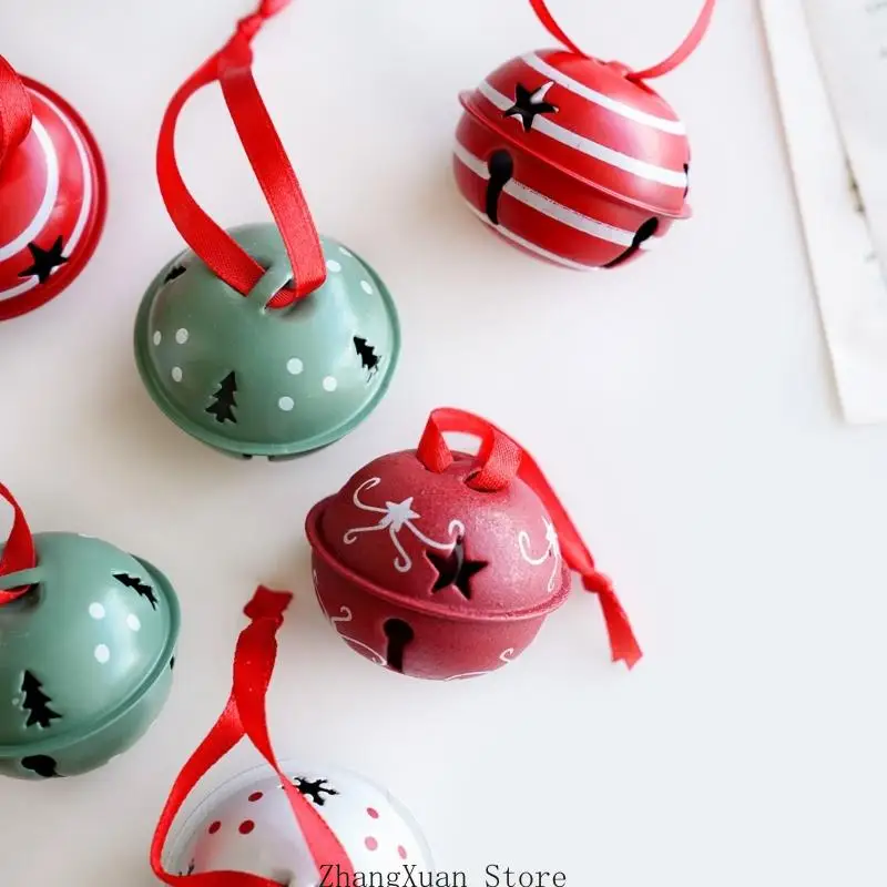6er-Set Weihnachtsglocken aus Metall mit Bändern für die saisonale Baumpräsentation 3XUF – Detail 10