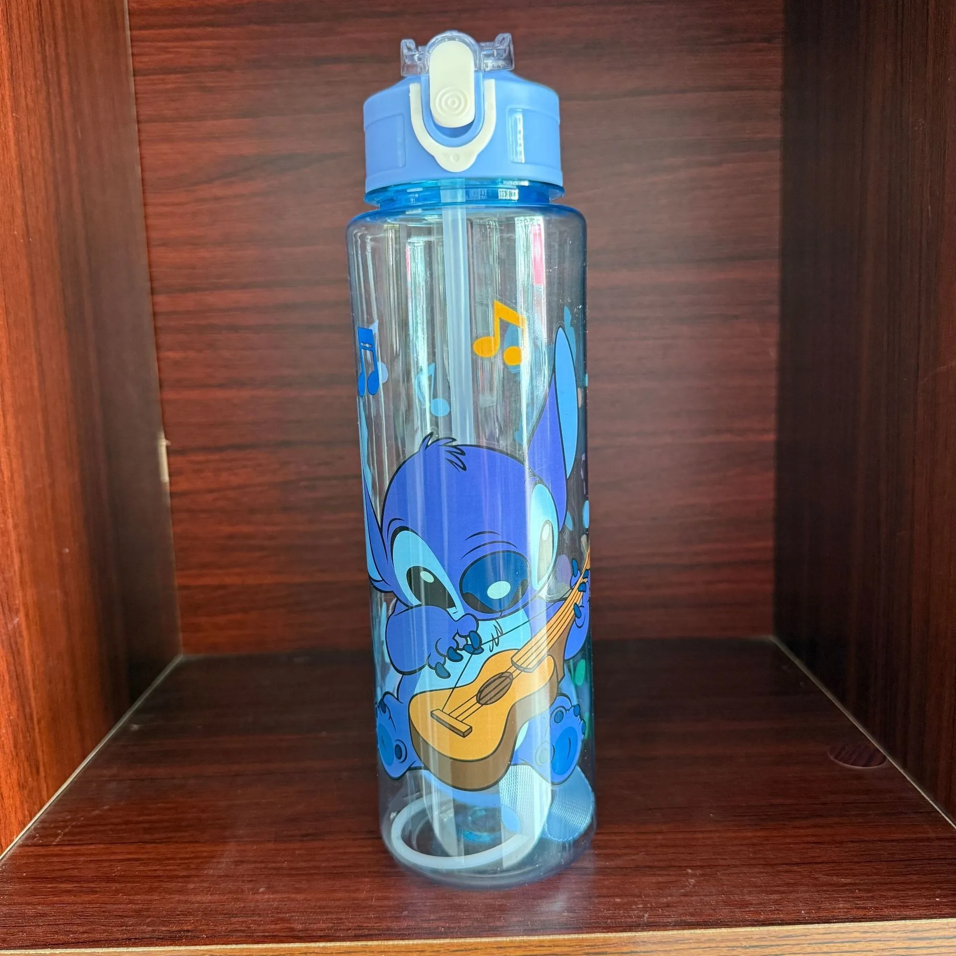 New Cartoon Lilo & Stitch Cute Single-Layer Cup Anime Stitch Plastic Cup With Flip Lid Straw Cup Kids Christmas Gift Toys