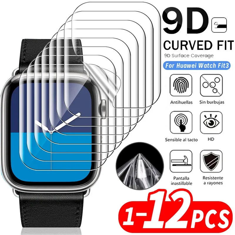 1-12PCS TPU Hydrogel Film Protective Cover for Huawei Watch Fit 3 Smartwatch Screen Protector Anti-scratch HD Clear Watch Film