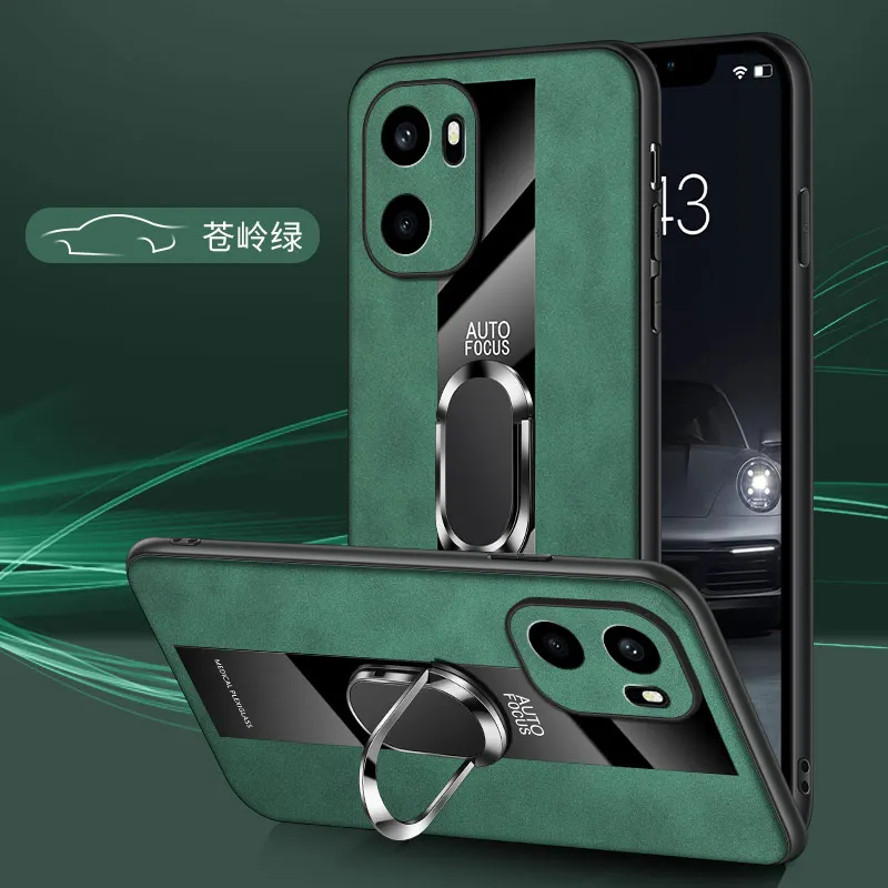 Voor OnePlus ACE 6 Case Premium Plain Leathe Ring Stand Anti-val Paar Case Cover Voor OnePlus Ace6 schokbestendig Funda