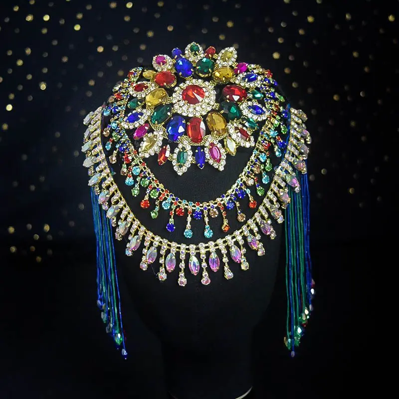 

New hot-selling headband headgear bridal crown luxury colored tassel