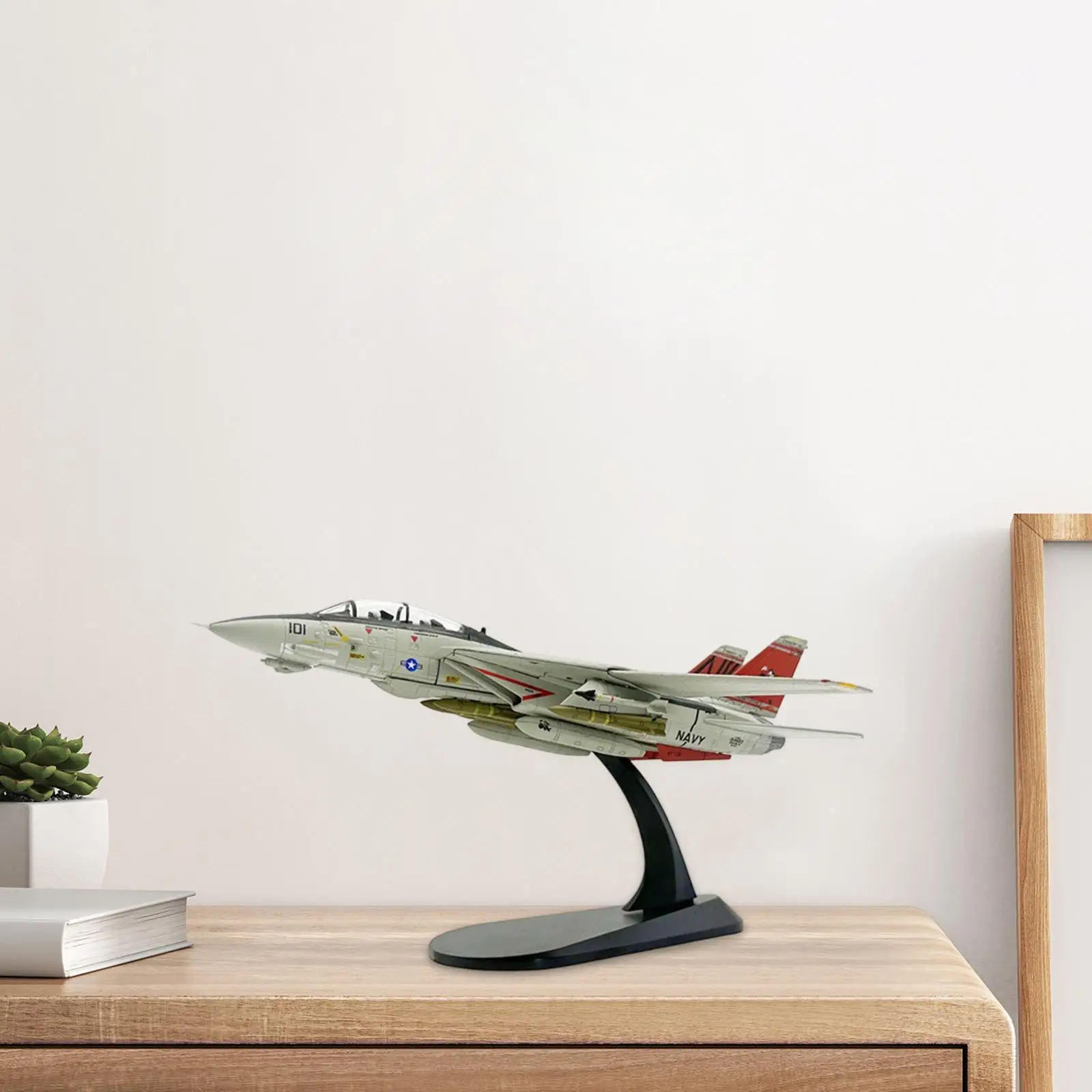 1:100 F-14D modelo de lutador para ornamento de mesa 7,5x7 polegadas resistente profissional multiuso com suporte coleção de avião