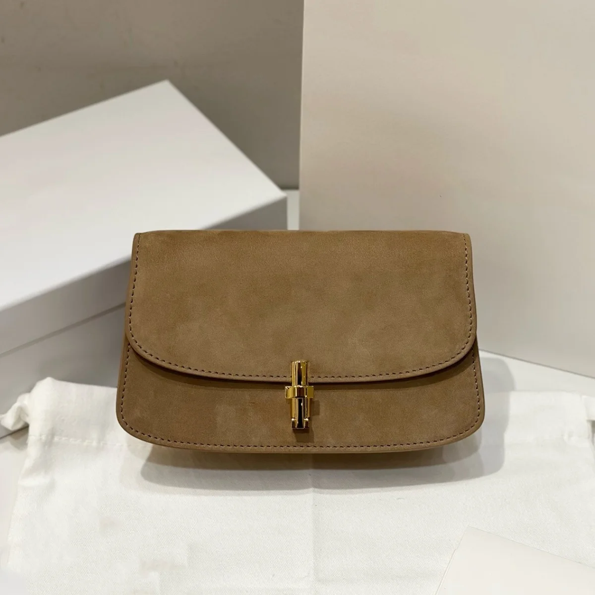 Mini Suede Leather Brown Top Layer Calf Leather Shoulder Crossbody Bag High-quality Small Handbag