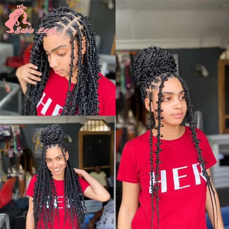 Full Lace Jumbo Gevlochten Pruik Synthetische Vlinder Locs Cornrow Gevlochten Pruiken Voor Zwarte Vrouwen Full Lace Pruik Knooploze Faux Locs Pruiken