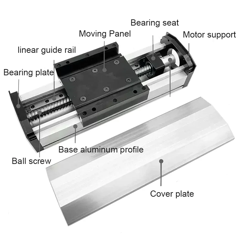 Fully Enclosed Linear Rail Guide Slide Stage Dust Cover 90mm Width 100-1500mm Stroke SFU1605 1610 For Nema 23 Stepper Motor