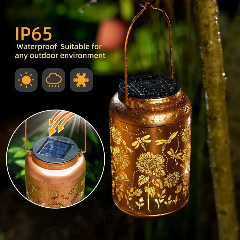 Solar Lighting Wrought Iron Sunflower Projection Light Outdoor Waterproof Courtyard Garden Hollow Landscape Decorative Lamp