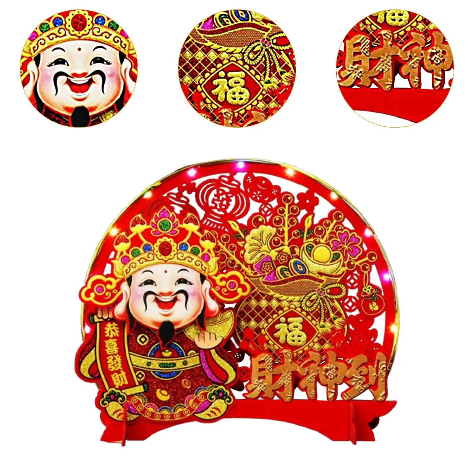 Decoração de mesa de ano novo chinês tradicional o deus da riqueza ajustável