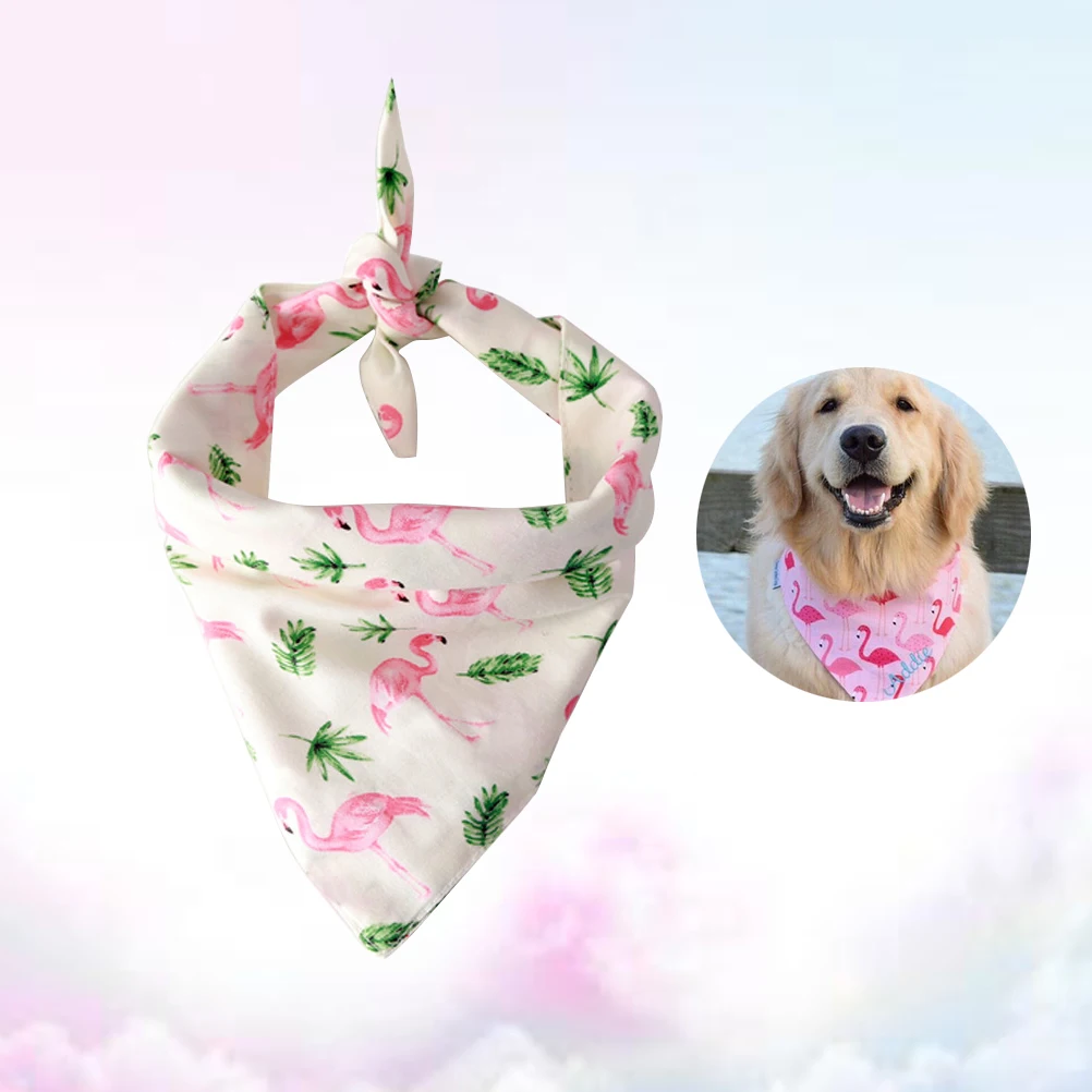 

Cute Flamingo Pattern Saliva For Small Medium Dogs 22-38Cm Neck Bibs Cotton Triangle Summer Cool Comfortable Pet Accessories Dog