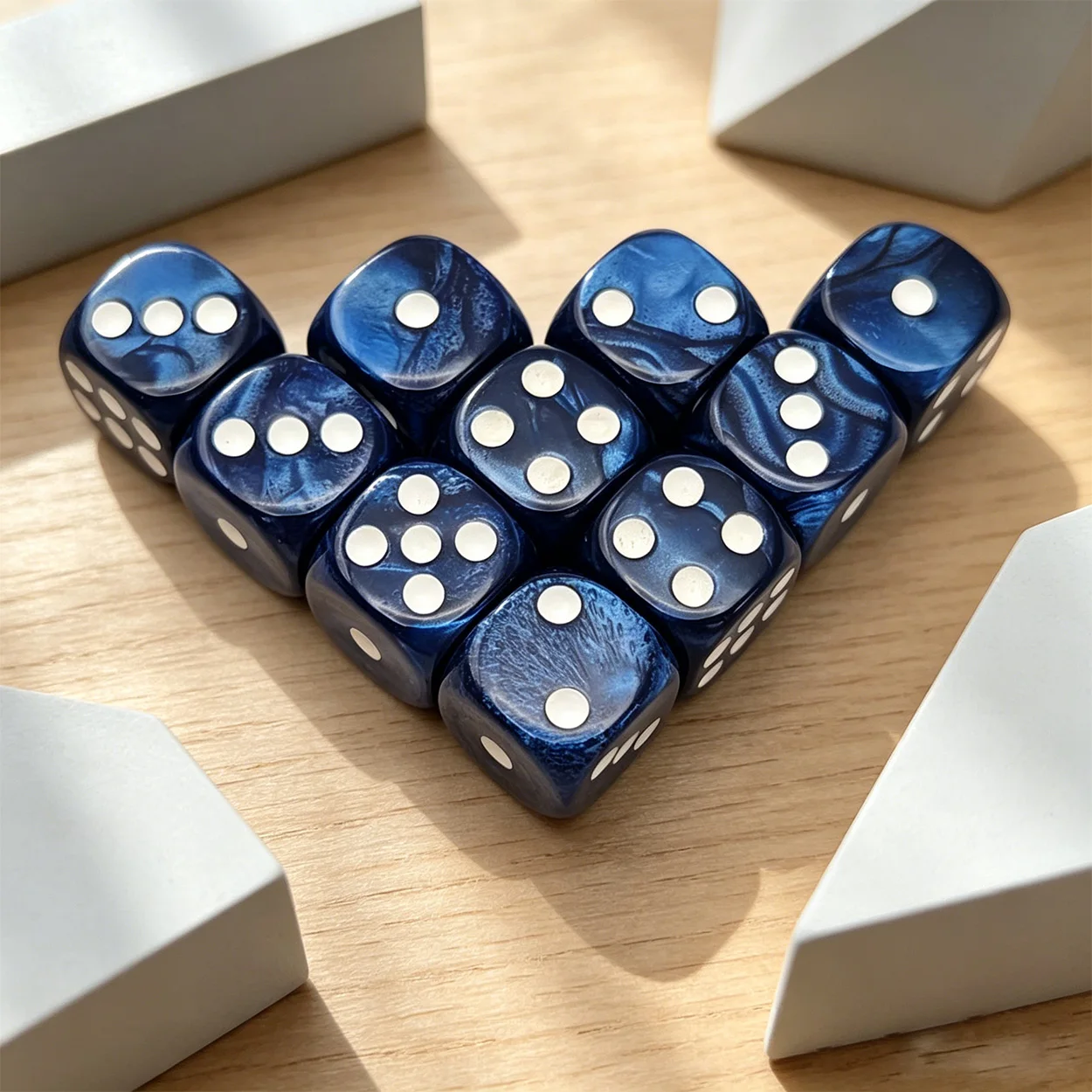 

10Pcs Luxury 12mm D6 Mini Dice Set, Marble Pearl Pattern in Dark Blue, Orange, Rose Red with White Dots, Acrylic Rounded Corner Design, Luxurious Mini Gaming Accessories