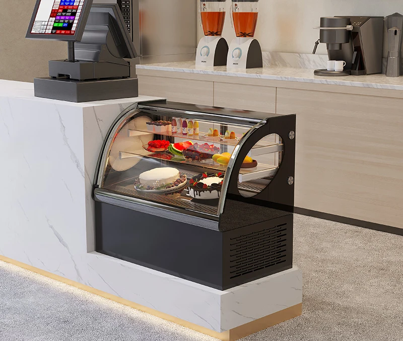 TDH-F09 225W Ventilated Refrigeration Paint Board Curved Cake Cabinet With Open Door LED Light Ice Cream Display Cooler Chiller