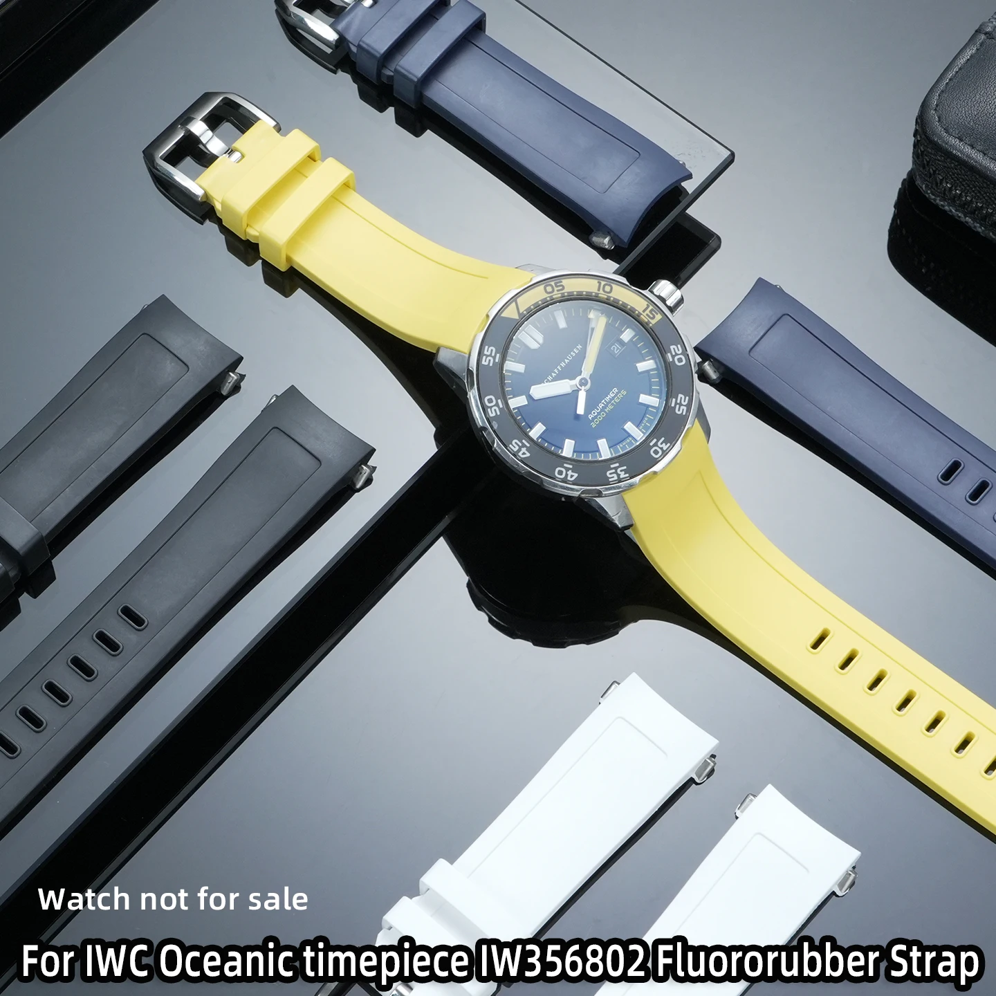 

Водонепроницаемый резиновый быстросъемный ремешок для часов, для часов IWC Oceanic, модели IW356802, 376705, 376710, 376711, ремешок из фторкаучука, мужской