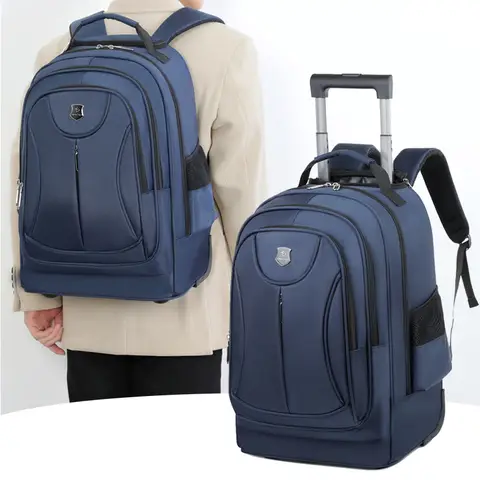 2026 Multi Functional Business Oxford Waterproof Travel Backpack Rolling Wheel Laptop Backpack Trolley Backpacks 20-39L Capacity