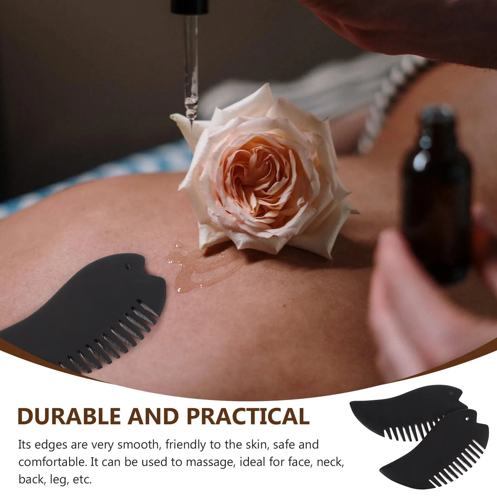 

2 шт. массажная расческа из натурального камня, эргономичная, с гладкими краями, для всего тела, для лица, шеи, спины, ног, волос, кожи головы, массажер для скребков, инструмент для красоты