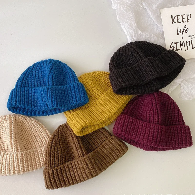 

Children's Woolen Cap Korean Style Boys Girls Style Knitted Hat Autumn Winter Skullcap Baby Curling Fashion Cap Western Style