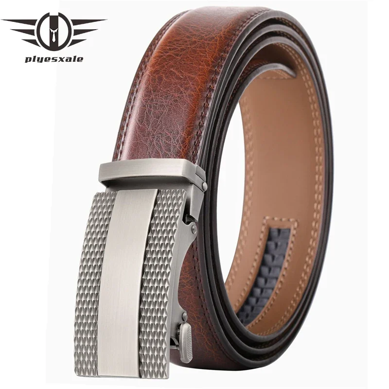 

2024 Men's Belts Leather Cowhide Luxury Alloy Auto Buckle Formal Waist Strap Male Brown Ratchet Belt 110-130cm 3.5cm Width G406